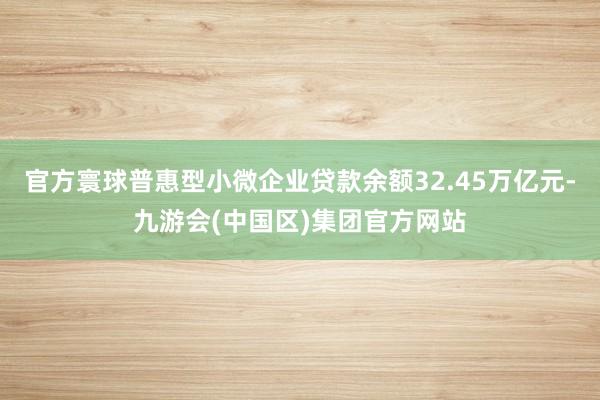 官方寰球普惠型小微企业贷款余额32.45万亿元-九游会(中国区)集团官方网站